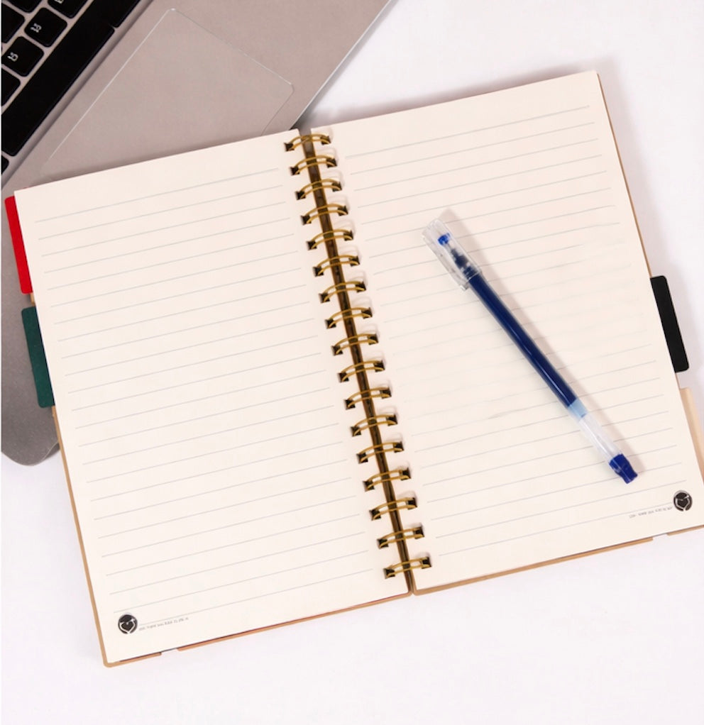 Kraft Paper Spiral Notebook — Retro Heart Cutout Ruled Journal