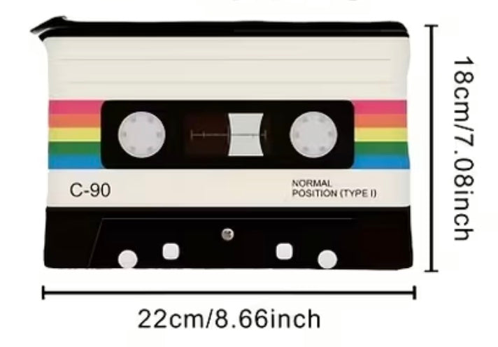 Mixed Tape-Zippered Pencil Pouch & Travel Organizer