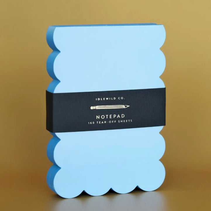 Scalloped Shaped Notepad | Aqua + Blue Edge