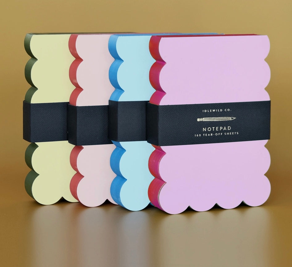 Scalloped Shaped Notepad | Aqua + Blue Edge