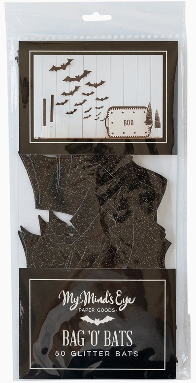 Vintage Halloween Bat Decorations, 50-Piece Set