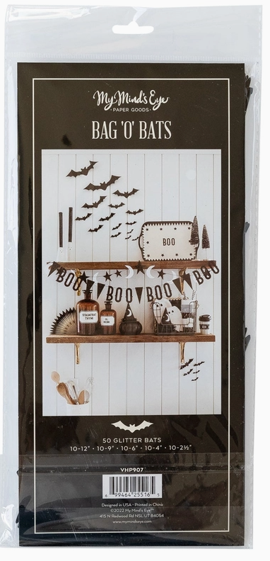 Vintage Halloween Bat Decorations, 50-Piece Set