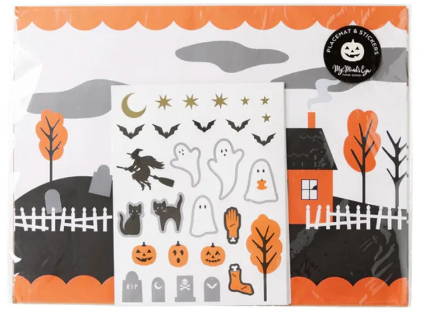 Halloween Placemats with Stickers, 12-Pack