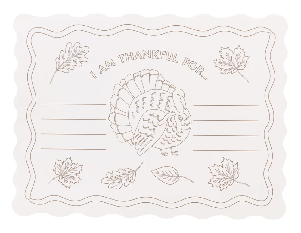 Thankful Turkey Paper Placemats, Set of 24