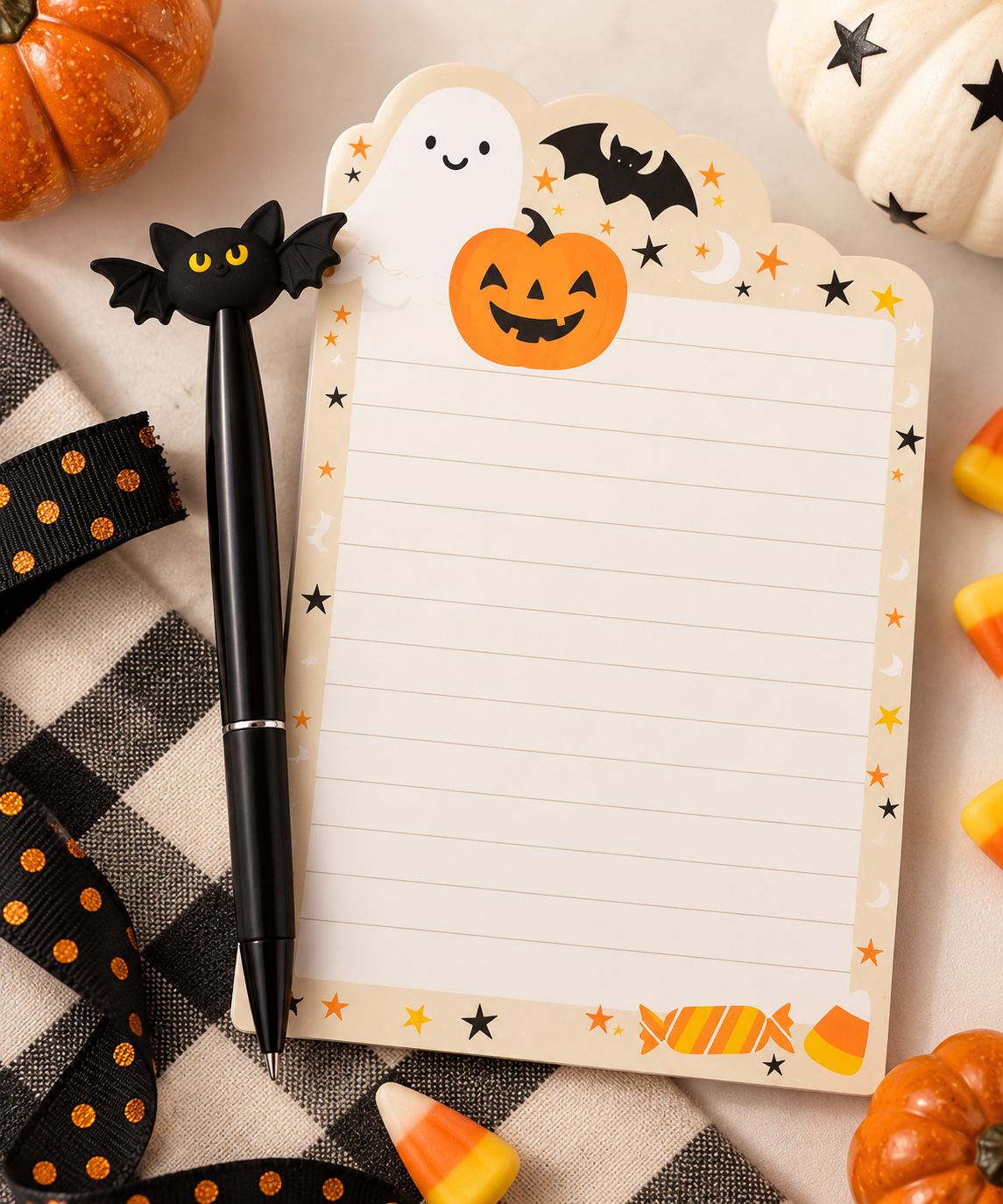 Mini Halloween Notepad and Bat Pen Set, 4 × 6 in