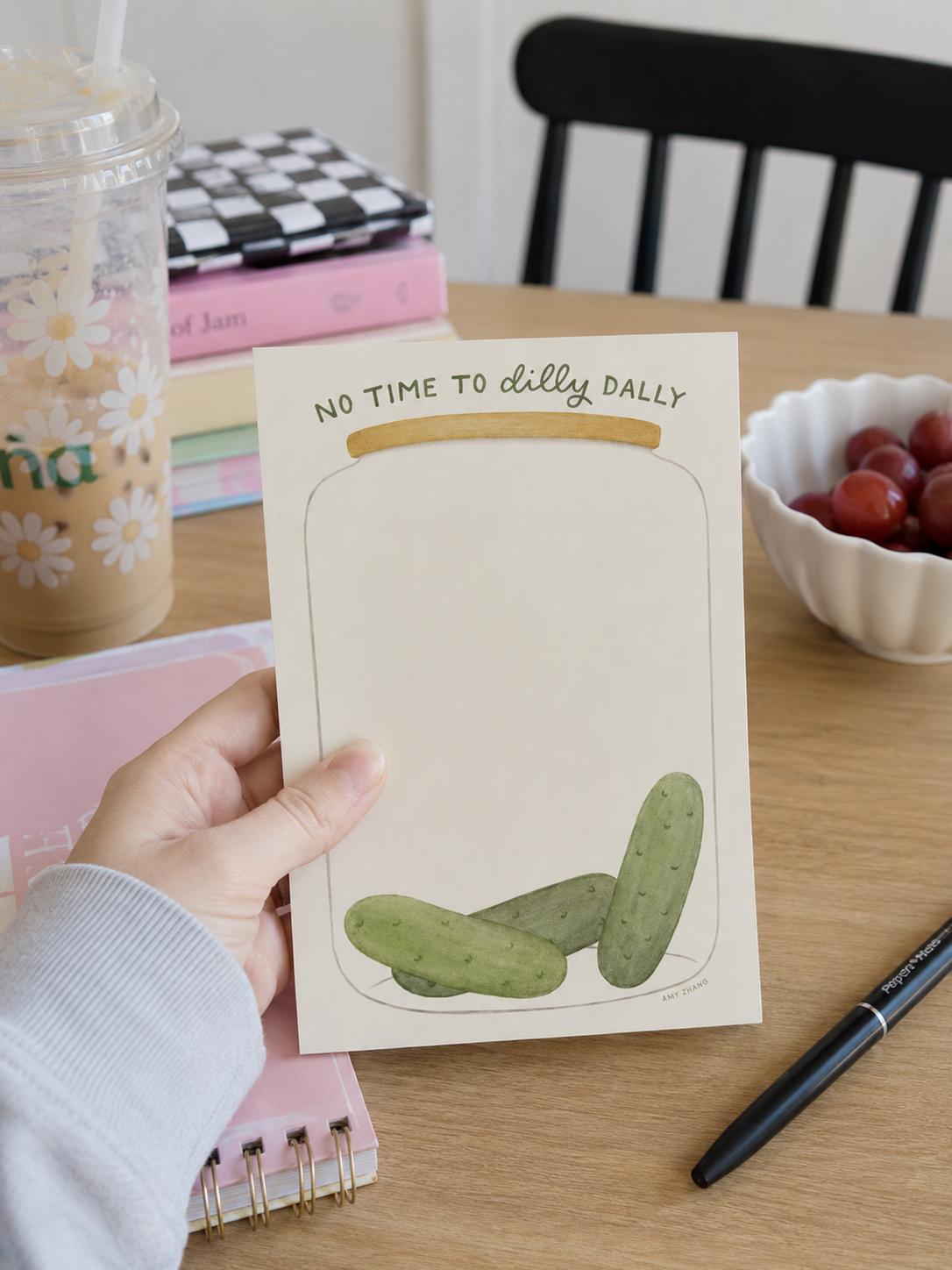 No Time To Dilly Dally — Pickle Lovers Food Pun Notepad