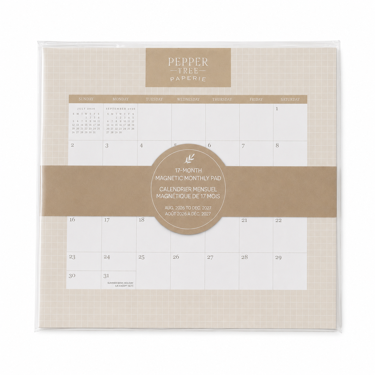 Pepper Tree 17-Month Magnetic Calendar | 2026–2027 Monthly Pad