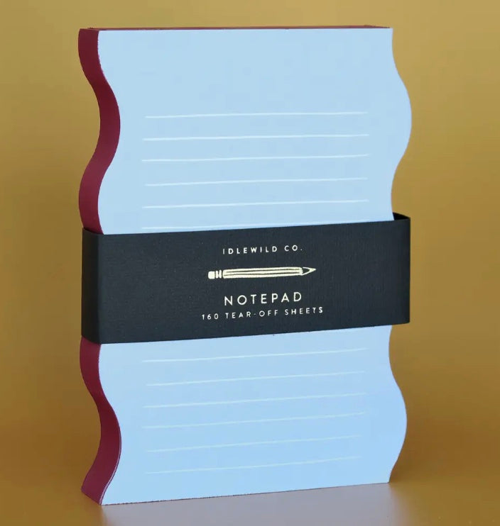 Wavy Shaped Notepad | Blue + Cranberry Edge