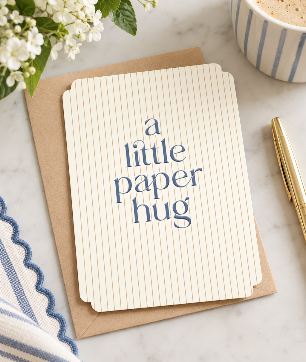 One Boxed set of 8 cards with matching envelopes. "A little paper hug" 