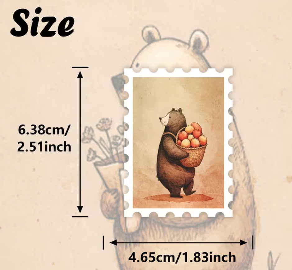 Cute Bear Illustration Stickers Pack - 36 count
