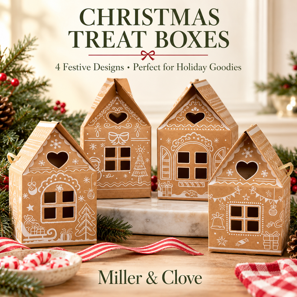 Christmas Gingerbread House Treat Boxes | Set of 4