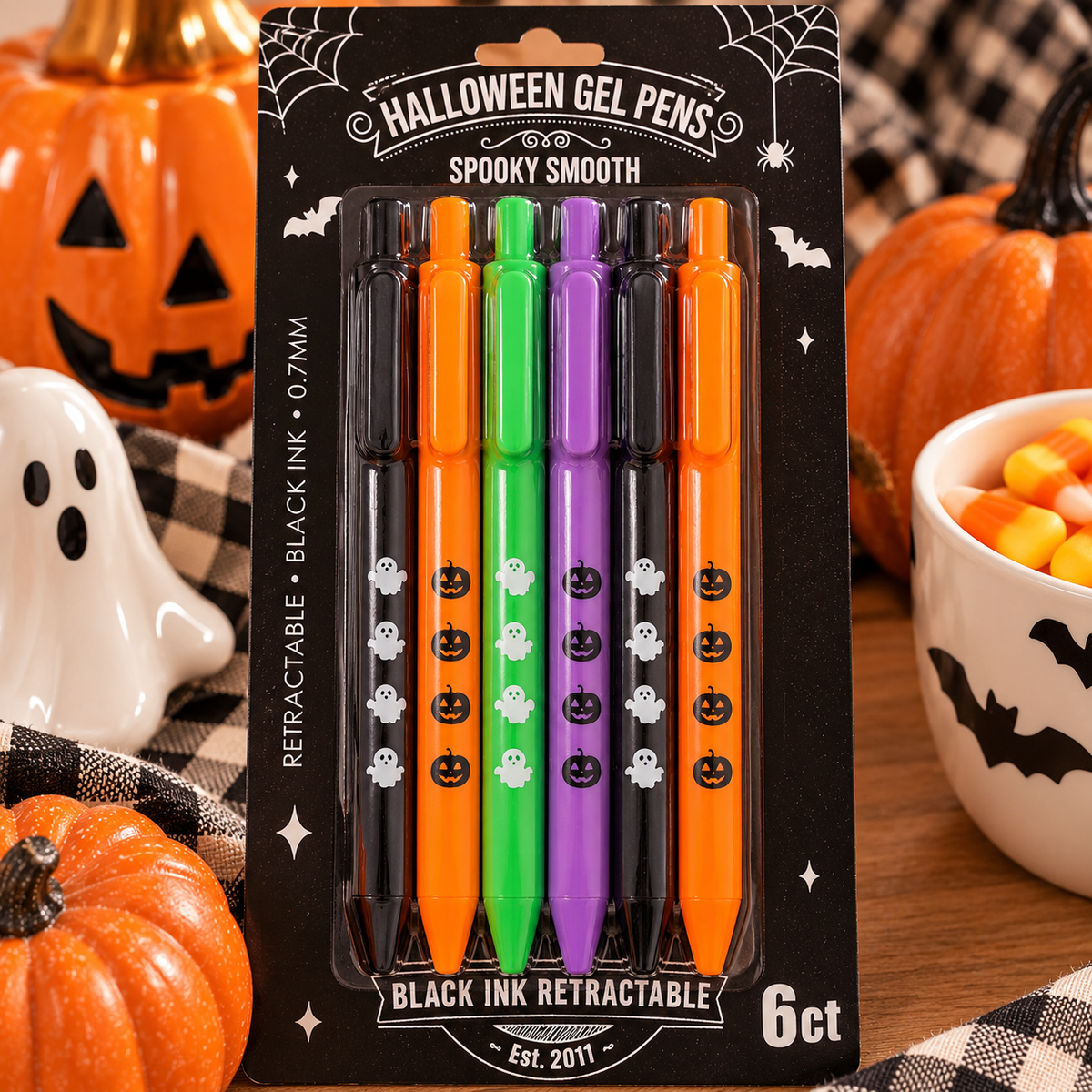 Halloween Gel Pens, 6-Piece Retractable Set
