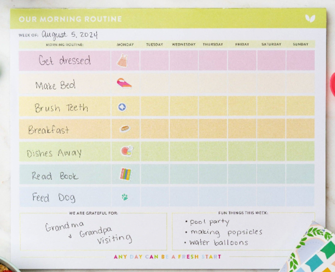 Family Morning Routine Notepad