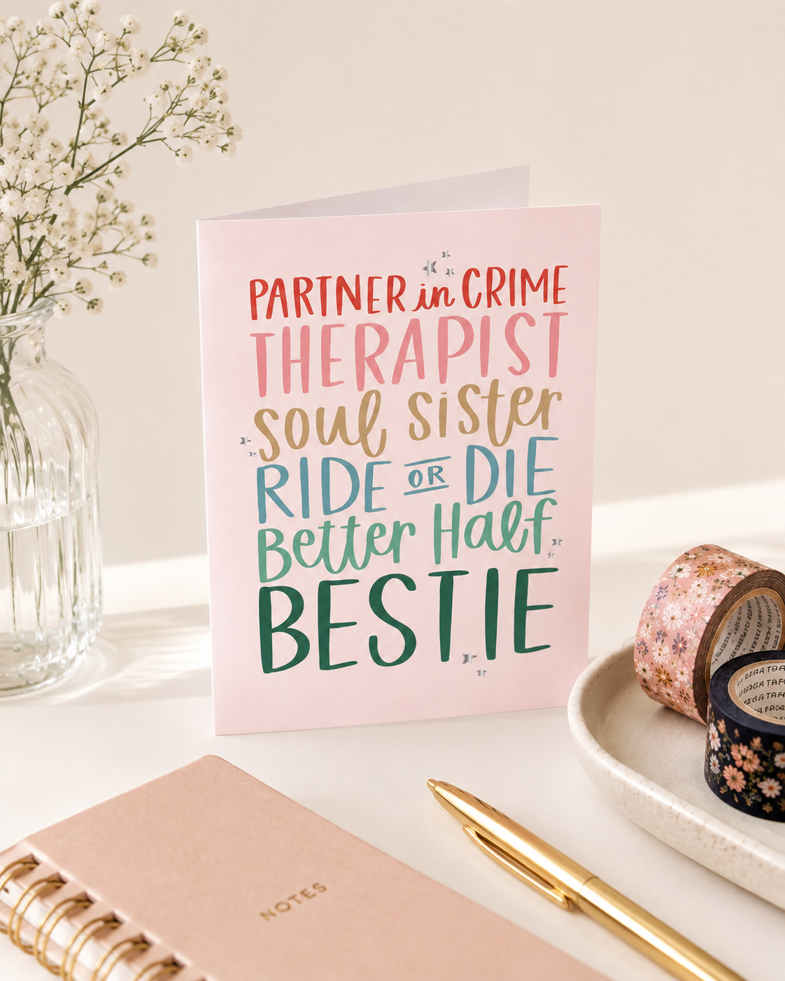 Bestie Friendship Greeting Card | Silver Foil | Pippi Post