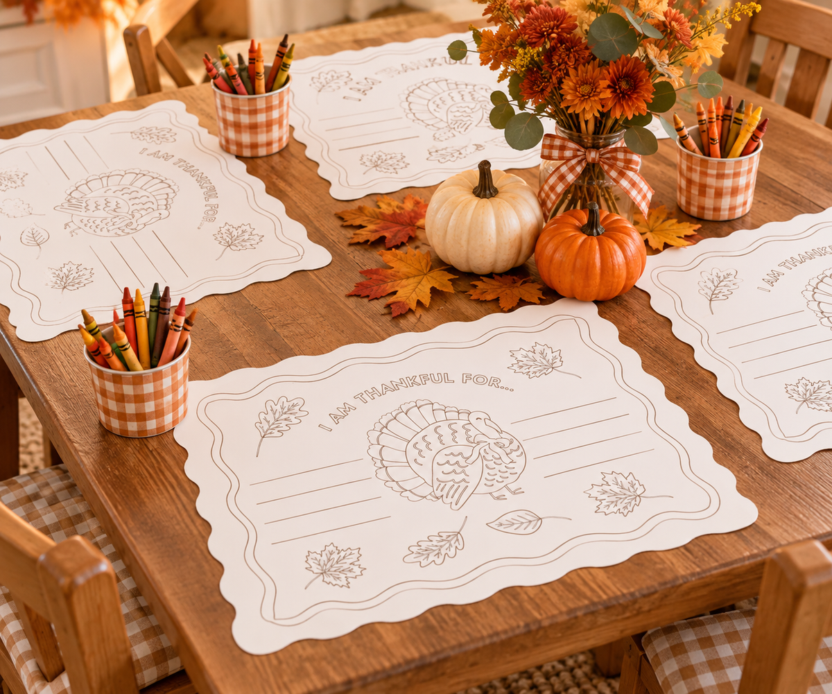 Thankful Turkey Paper Placemats, Set of 24