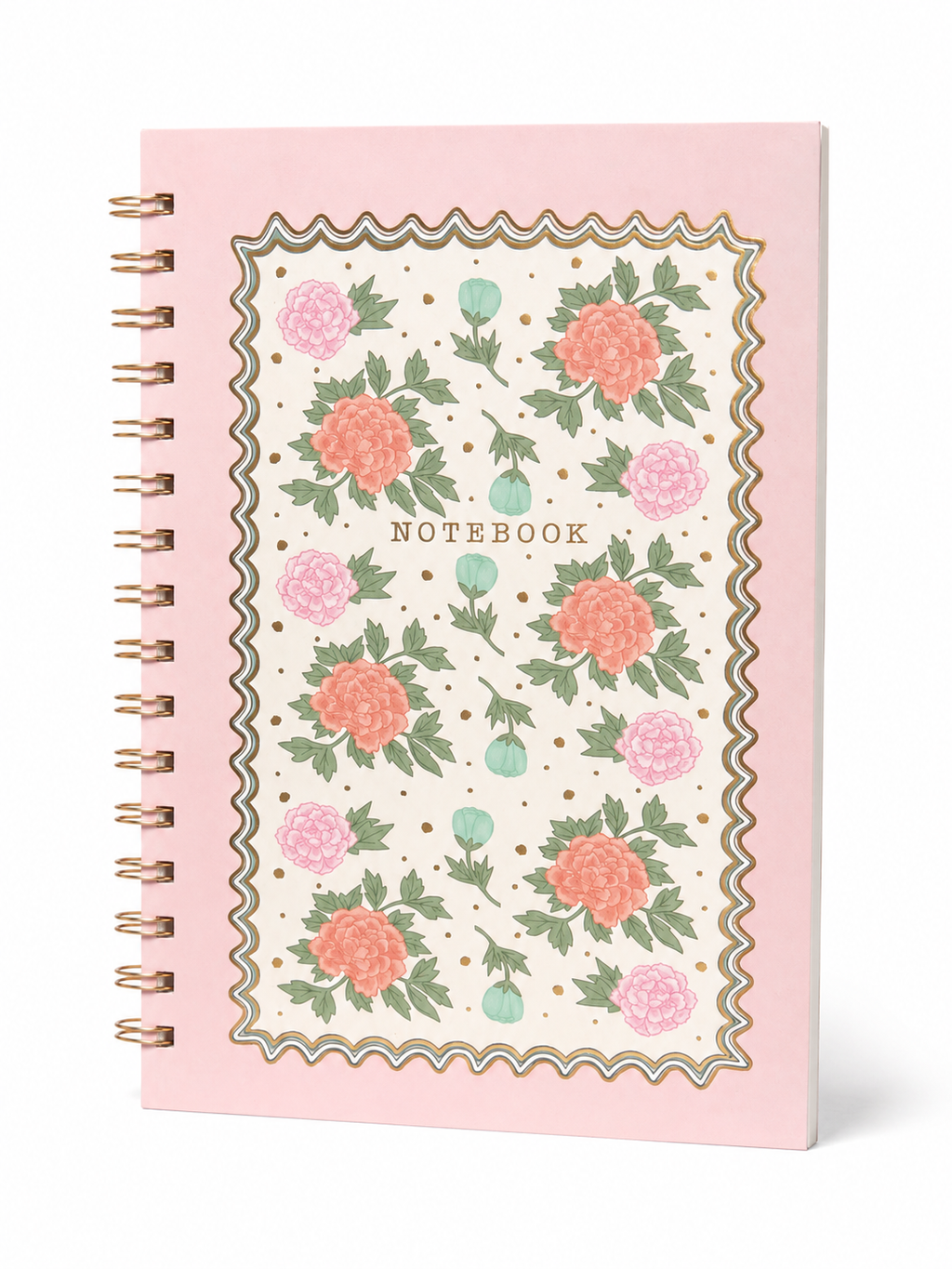 Pink Apple & Clover Notebook | A5 Hardback Gold Spiral