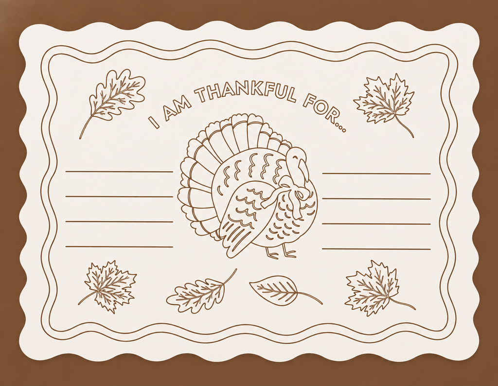Thankful Turkey Paper Placemats, Set of 24