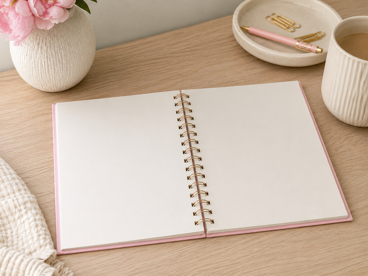 Pink Apple & Clover Notebook | A5 Hardback Gold Spiral