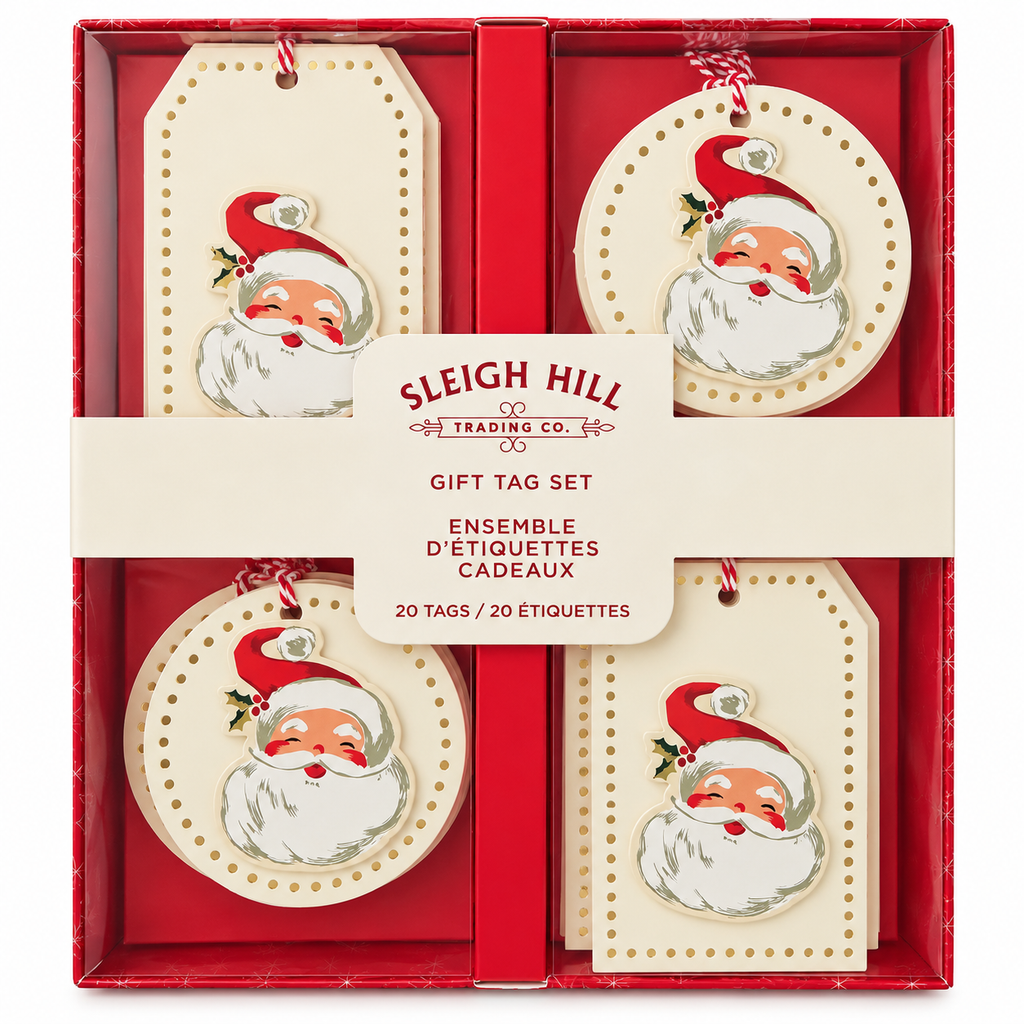 Vintage-Inspired Santa Christmas Gift Tags, Set of 20