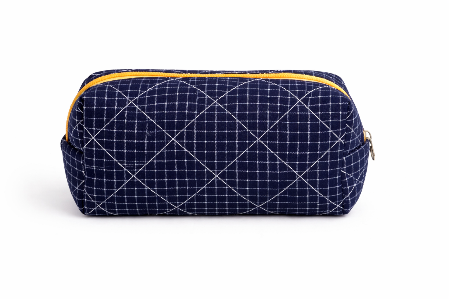 Checkered Stationery Pouch- Blue