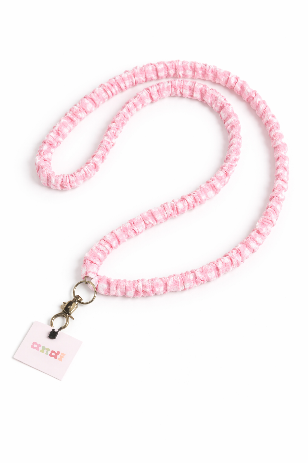 Andi-Pink Gingham Lanyard