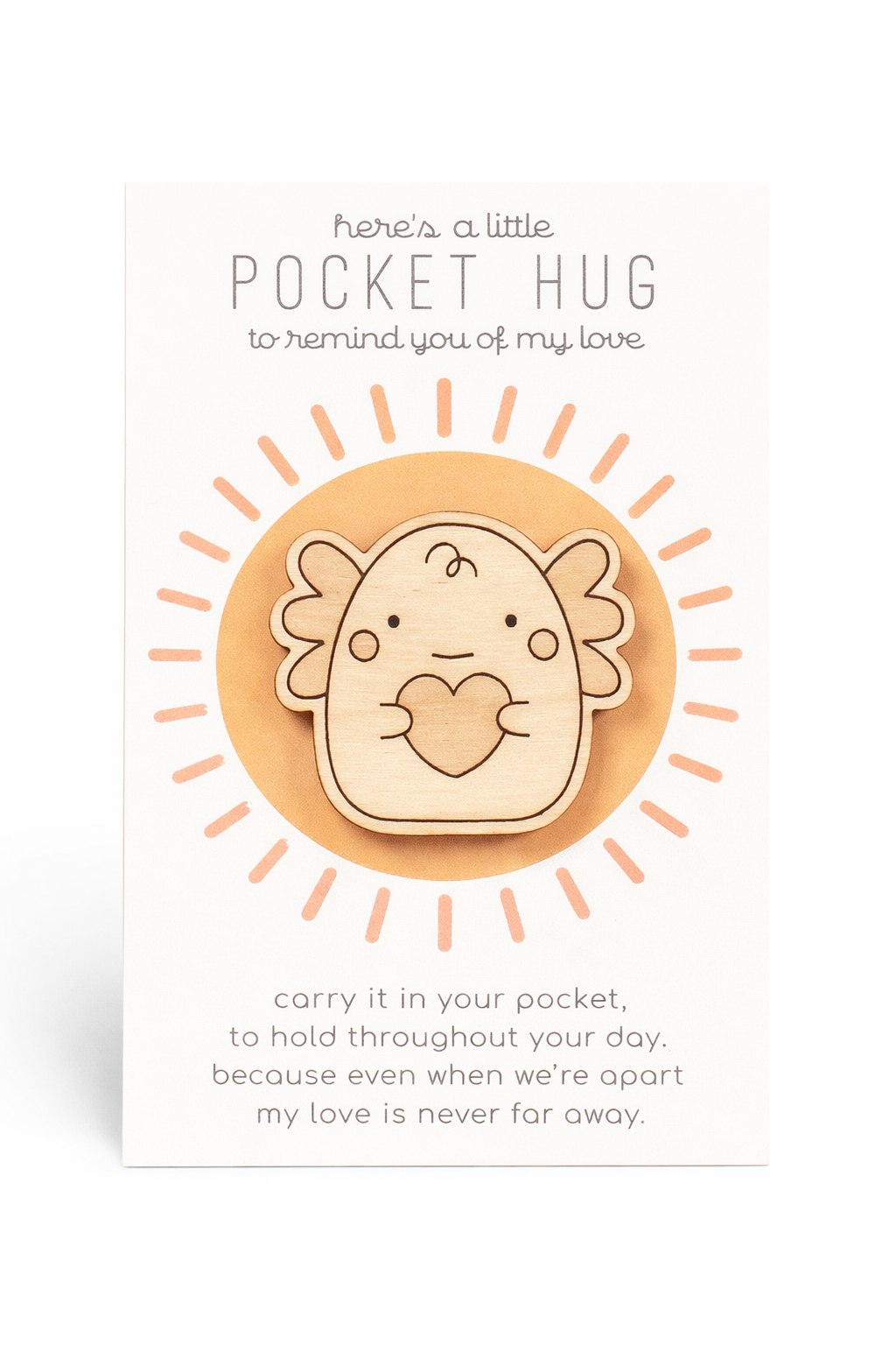 Wooden Pocket Hug – Axolotl | Thinking of You Gift