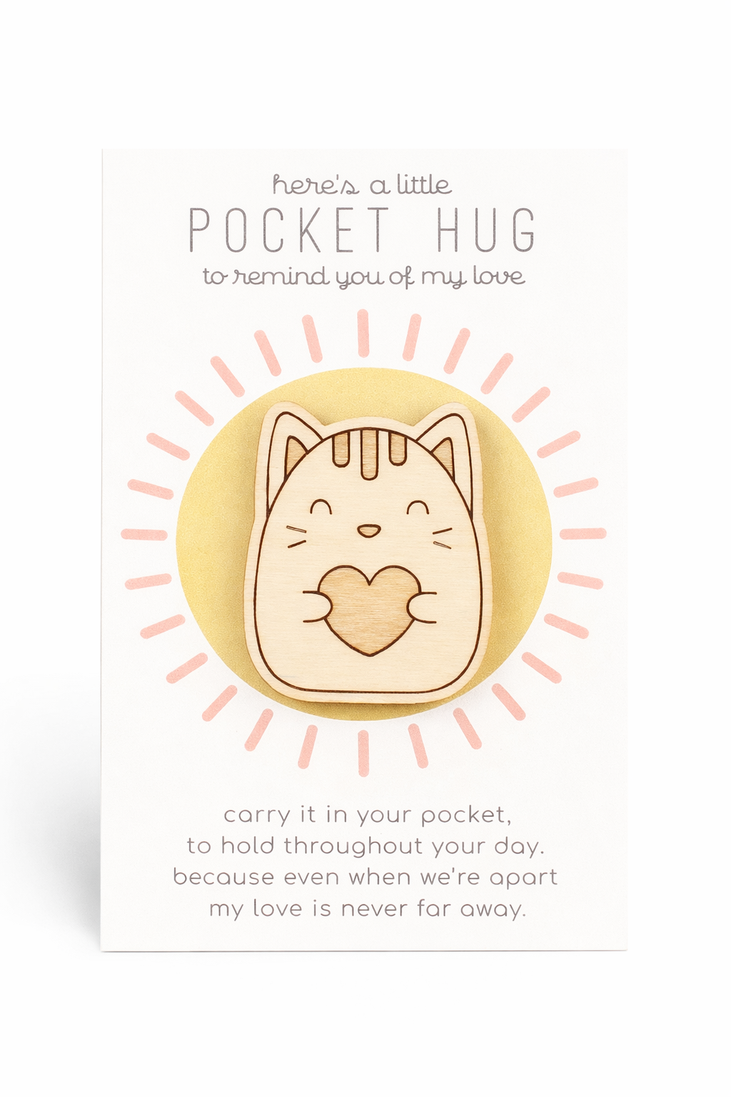 Wooden Pocket Hug – Cat | Thinking of You Gift