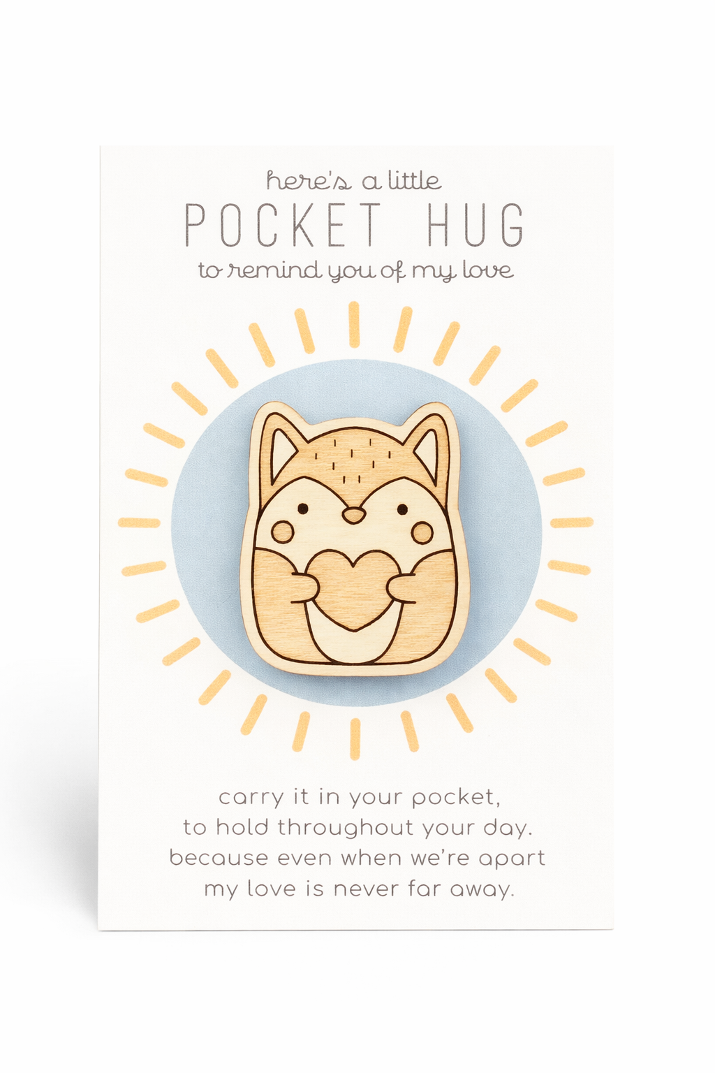 Wooden Pocket Hug – Fox | Thinking of You Gift