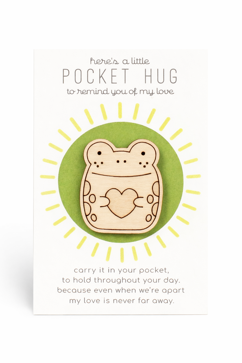 Wooden Pocket Hug – Frog | Thinking of You Gift