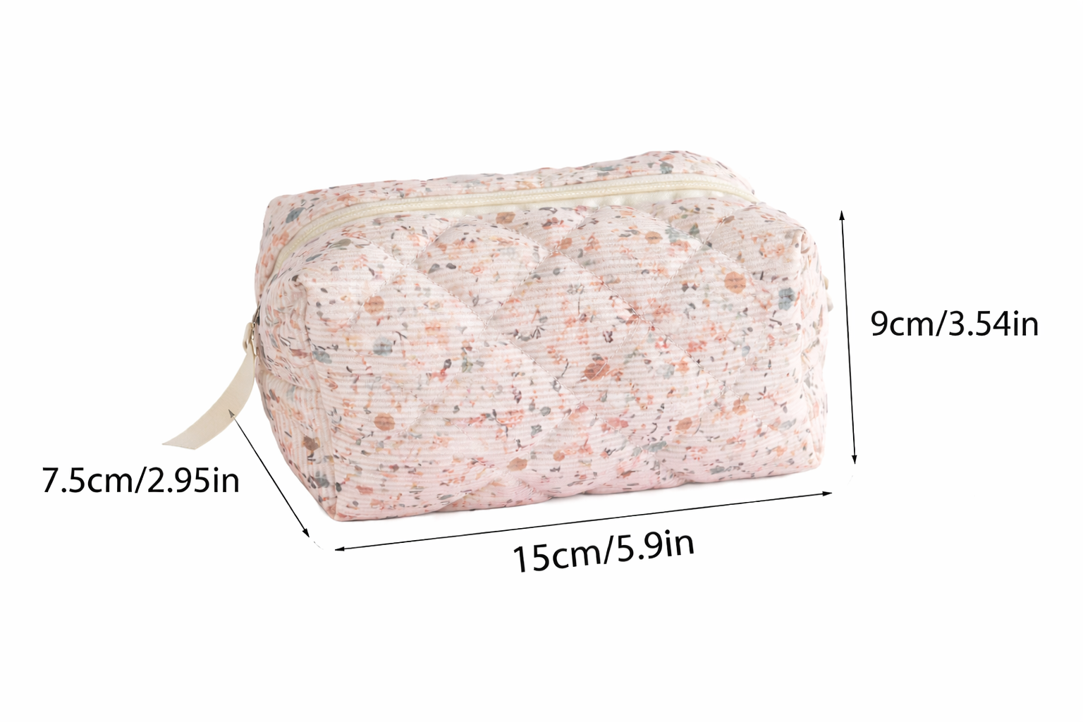 Corduroy Ditsy Floral Print Travel Organizer Bag- Pink