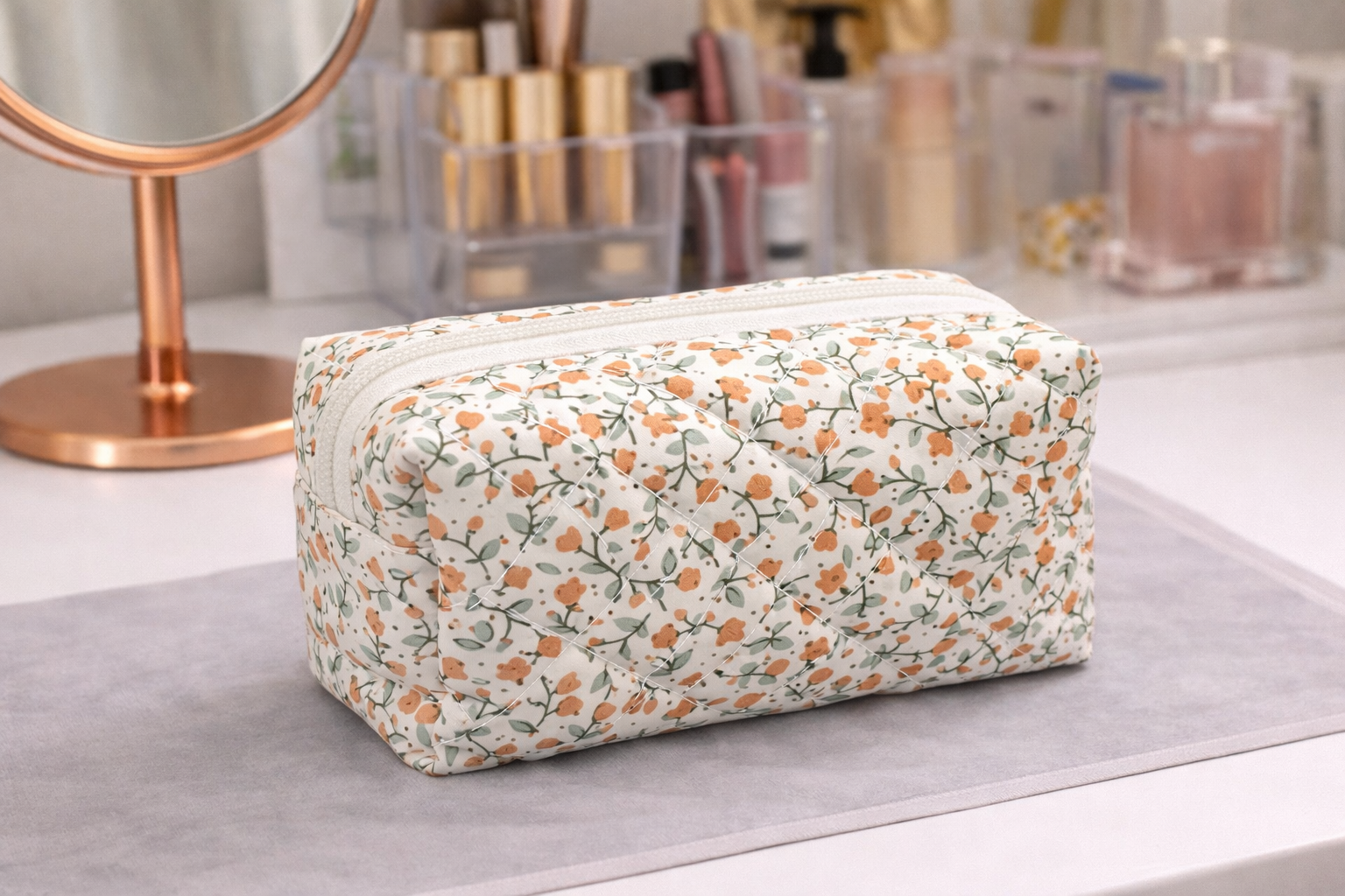 Dark Yellow Floral Small Cosmetic Bag | Miller & Clove