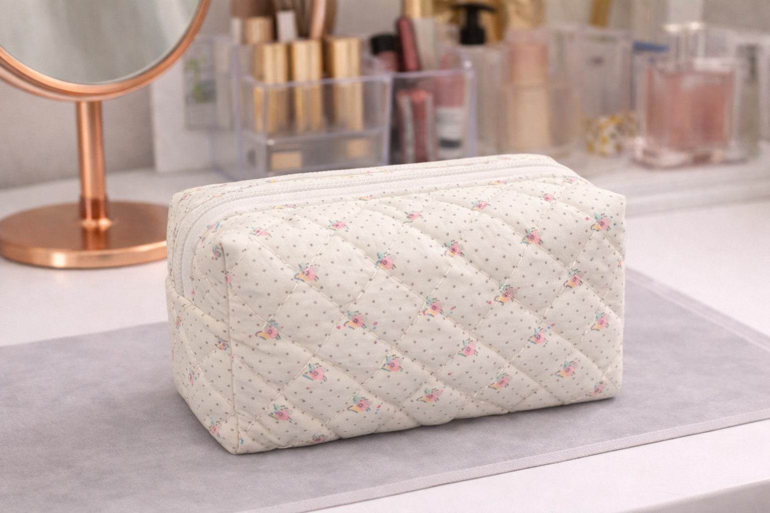 Mini Dot Floral Small Cosmetic Bag | Miller & Clove