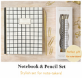 Notebook & Pencil Set in Black, White & Gold | Miller & Clove