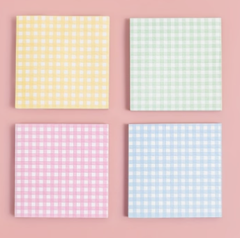 Pastel Grid Sticky Notes Set – 4 Pads