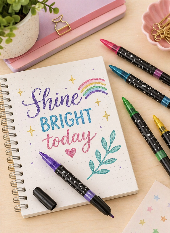 Double-Ended Glitter Gel Pens - Set of 5