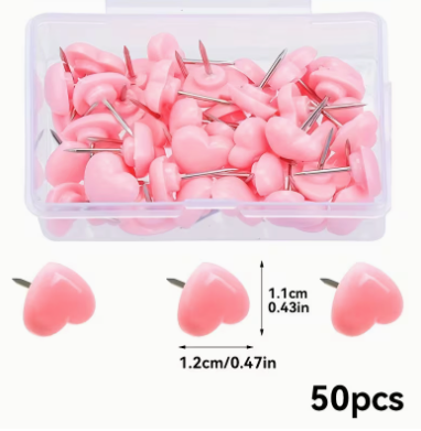 Heart Push Pins - 50 count