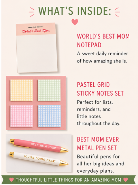 World's Best Mom Desk Set | Mother's Day Gift Bundle