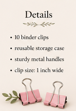 Pink Binder Clips with Storage Case | 1 Inch