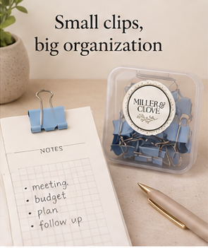 Blue Binder Clips with Storage Case | 1 Inch