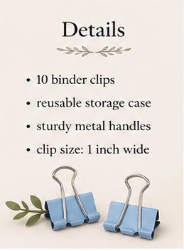 Blue Binder Clips with Storage Case | 1 Inch