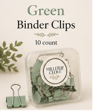 Green Binder Clips with Storage Case | 1 Inch
