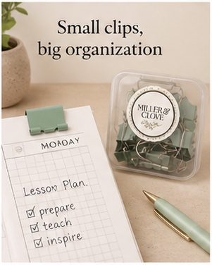 Green Binder Clips with Storage Case | 1 Inch