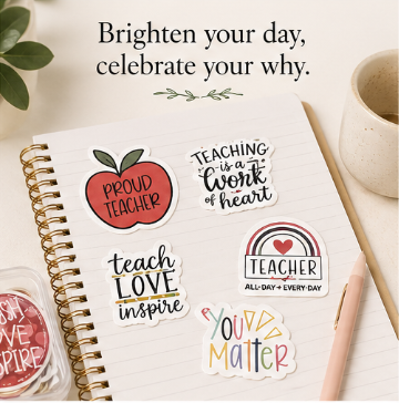 Teacher Sticker Pack | Set of 50 Vinyl Stickers with Storage Case