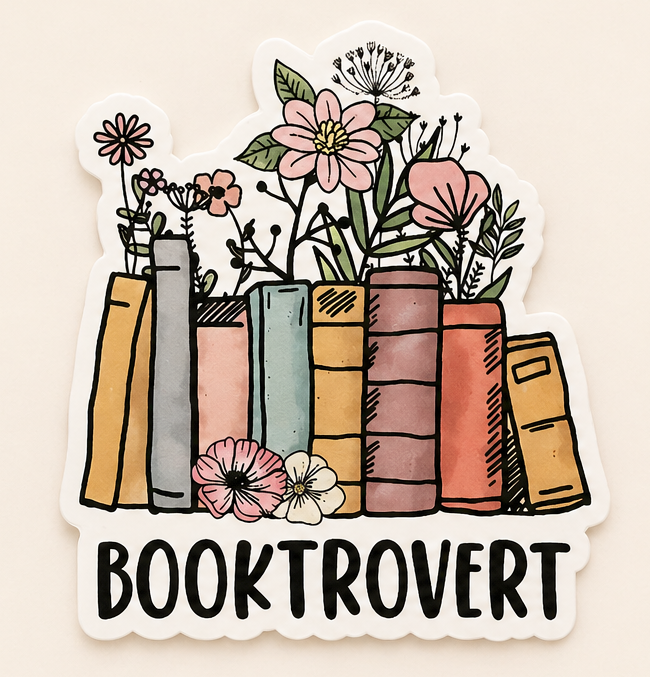 Booktrovert Sticker | Waterproof Vinyl | 3x3 Inch