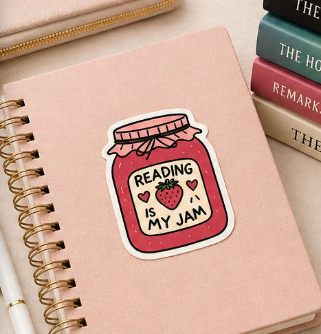 "Reading is My Jam" Sticker | Waterproof Vinyl | 3x1.5 Inch