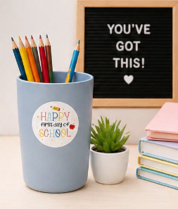 Happy First Day of School Sticker | Round | 12-Pack | 1.8 Inch