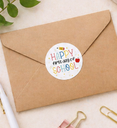 Happy First Day of School Sticker | Round | 12-Pack | 1.8 Inch