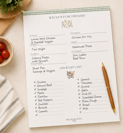 Meal Planner & Grocery List Pad | Miller & Clove