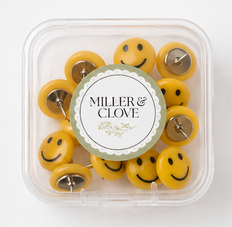 Smiley Face Push Pins — Set of 12