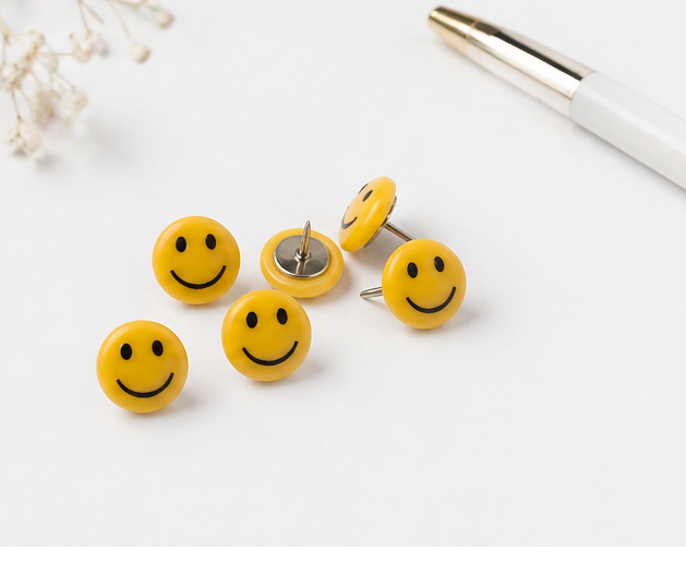 Smiley Face Push Pins — Set of 12